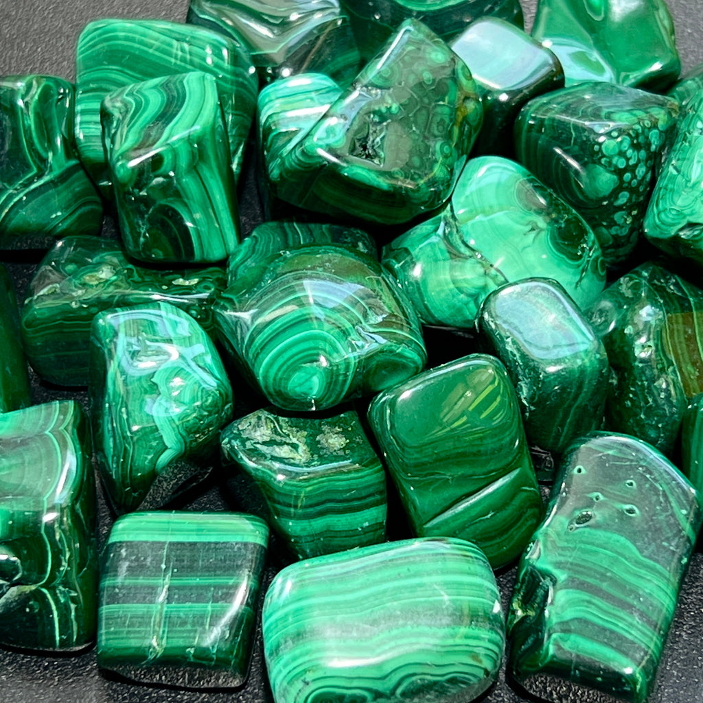 Malachite Tumbled (3 Pcs) Polished Natural Gemstones Healing Crystals And Stones - New Age Realms