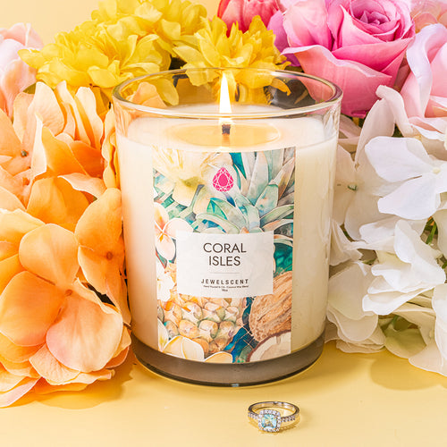 Coral Isles 18oz Mystery Jewelry Candle - New Age Realms