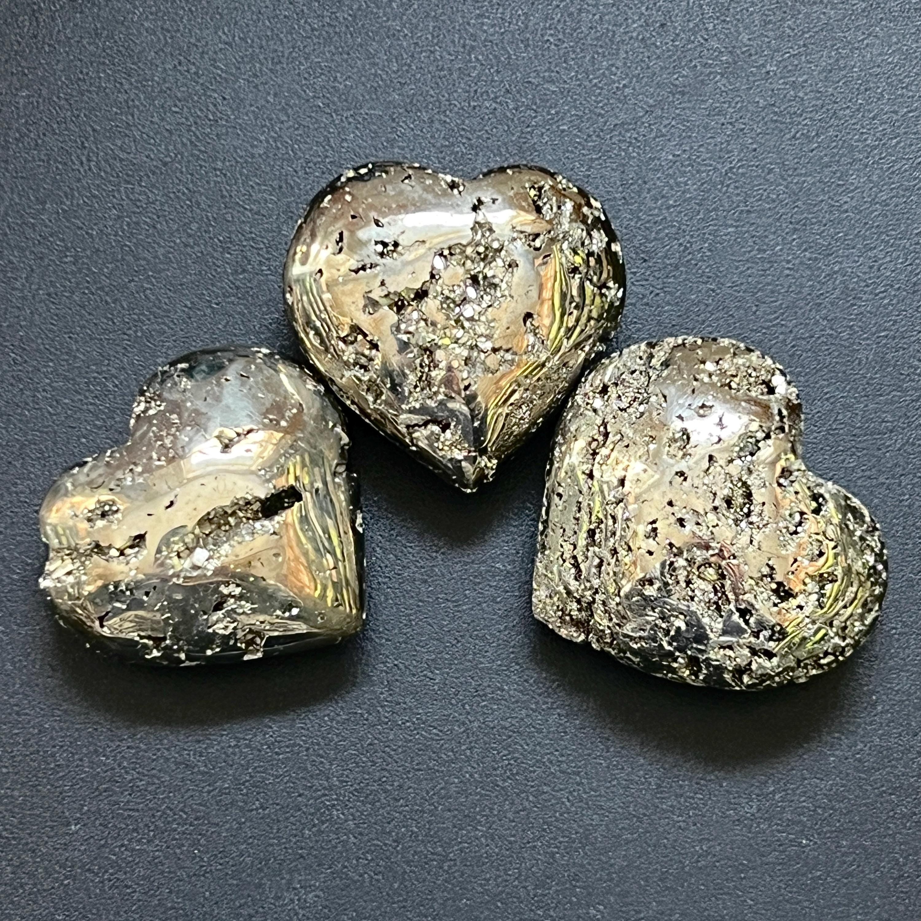 Large Iron Pyrite Druzy Crystal Puffy Heart Polished Carving Wholesale Fools Gold - New Age Realms
