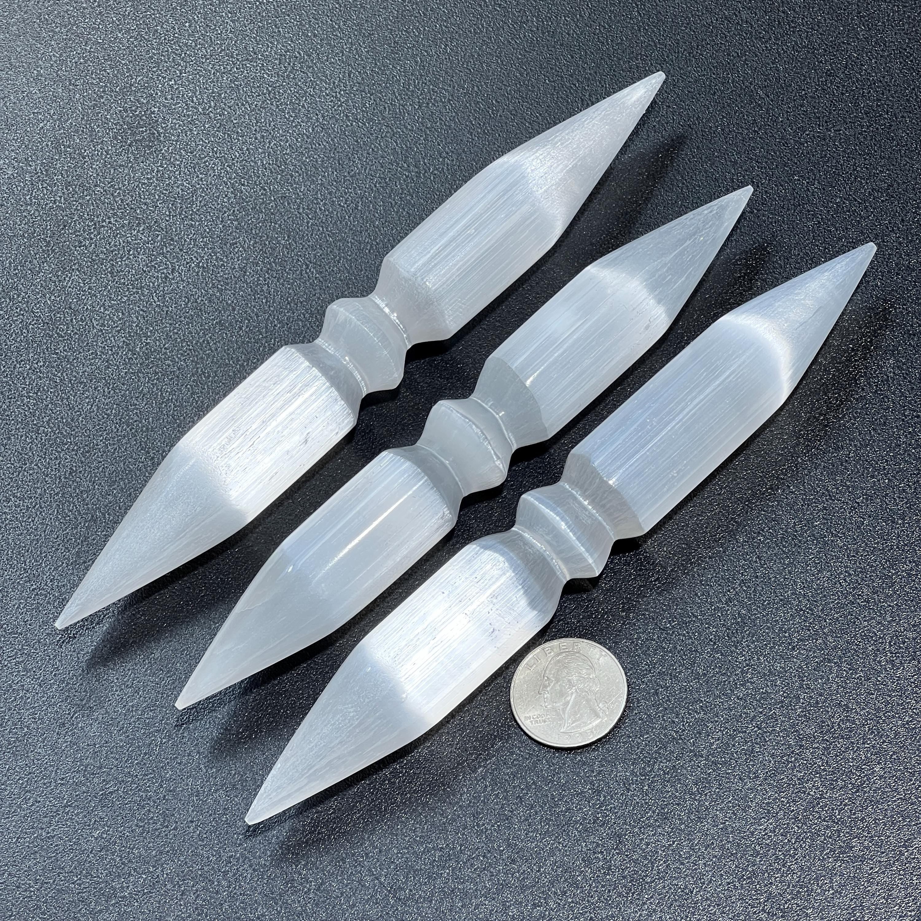 Selenite Crystal Wand Double Point Polished Wholesale Carving - New Age Realms