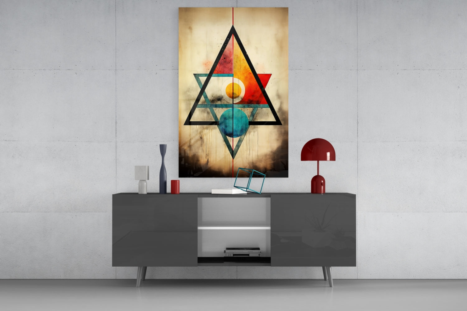 Sacred Geometry Glass Triangles Wall Art