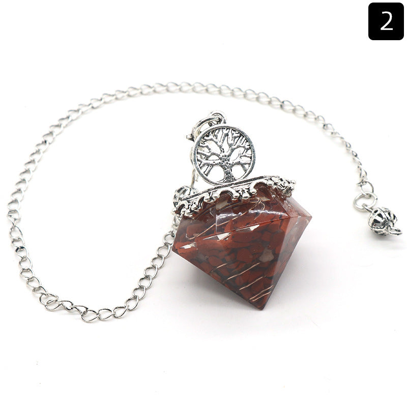 Natural Crystal Resin Crushed Stone Diamond Pendulum - New Age Realms