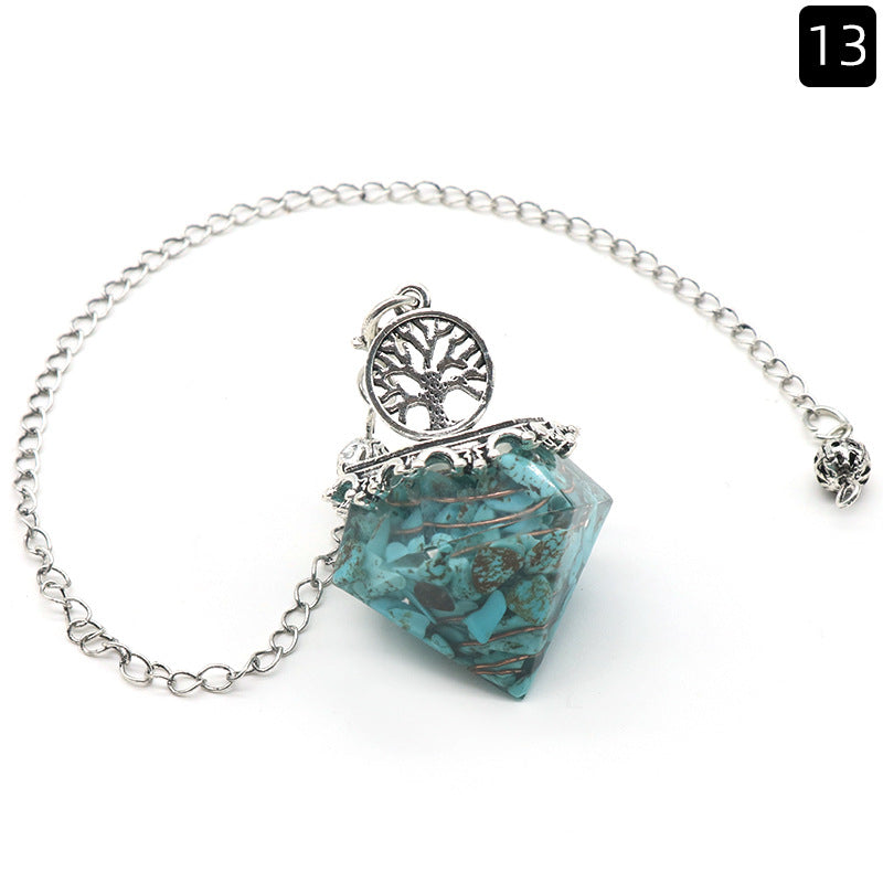 Natural Crystal Resin Crushed Stone Diamond Pendulum - New Age Realms