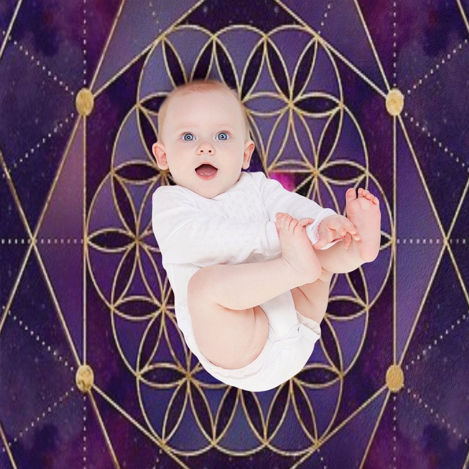 Merkabah in Flower of Life - Sacred Geometry Travel-friendly Throw Blanket