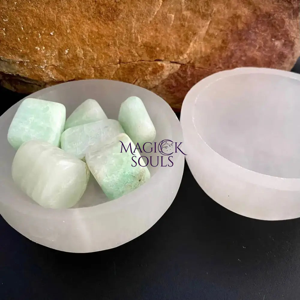 Hand Carved Selenite Charging Bowl — Crystal Cleansing & Charging Dish from Morocco - New Age Realms
