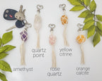 Raw crystal macrame wrapped keychains - New Age Realms