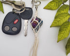 Raw crystal macrame wrapped keychains - New Age Realms