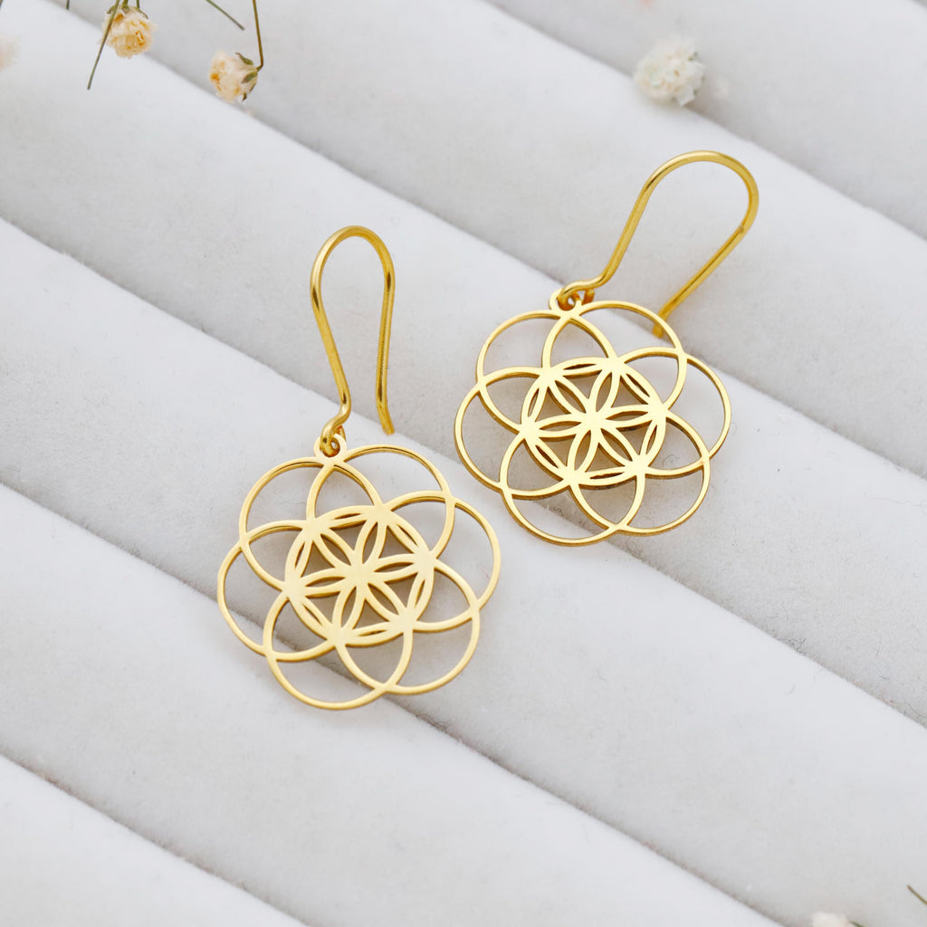 Dangle Sacred Geometry Earrings in 925 Sterling Silver - New Age Realms