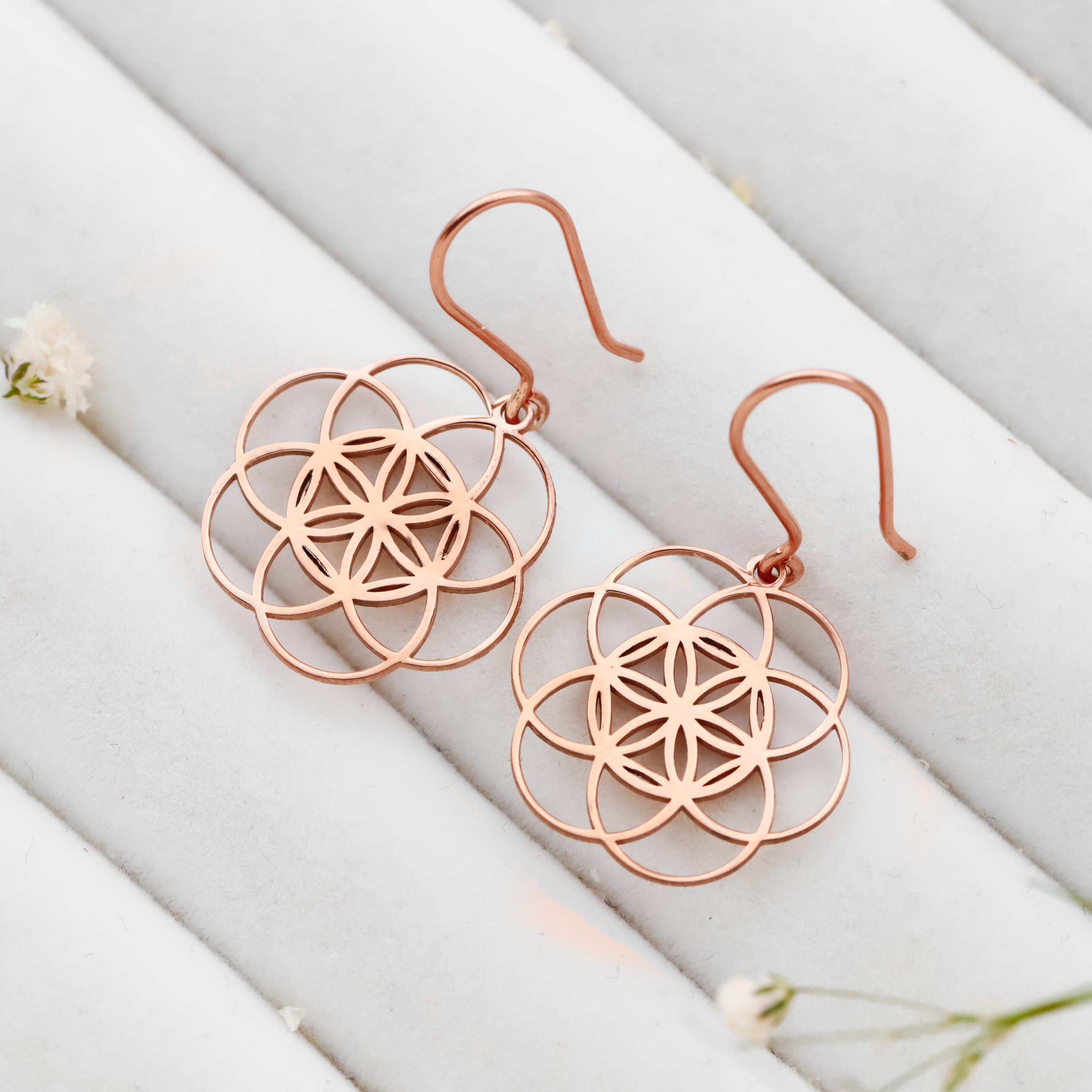 Dangle Sacred Geometry Earrings in 925 Sterling Silver