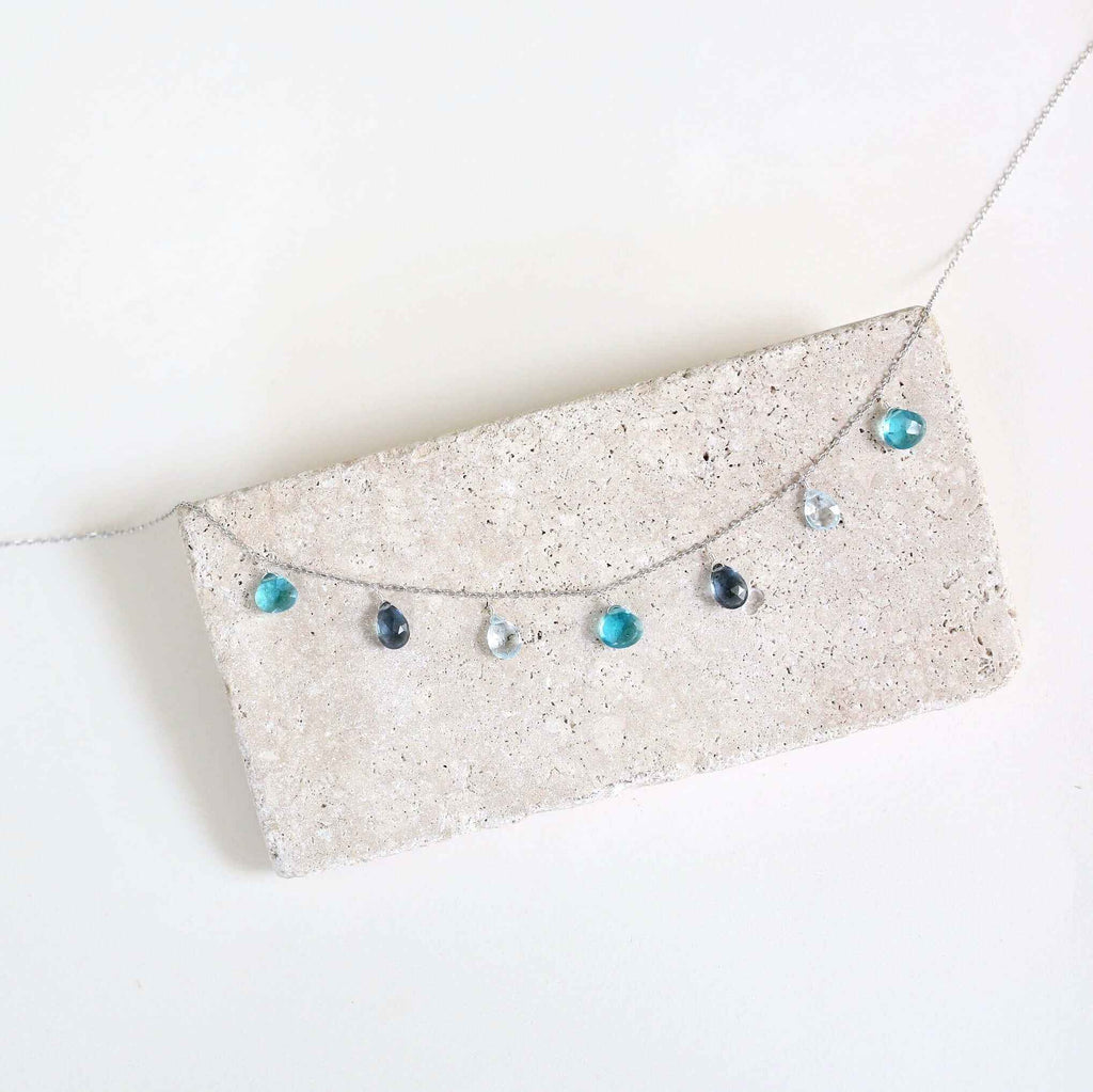 Blue Gemstone Gold Sparkler Necklace