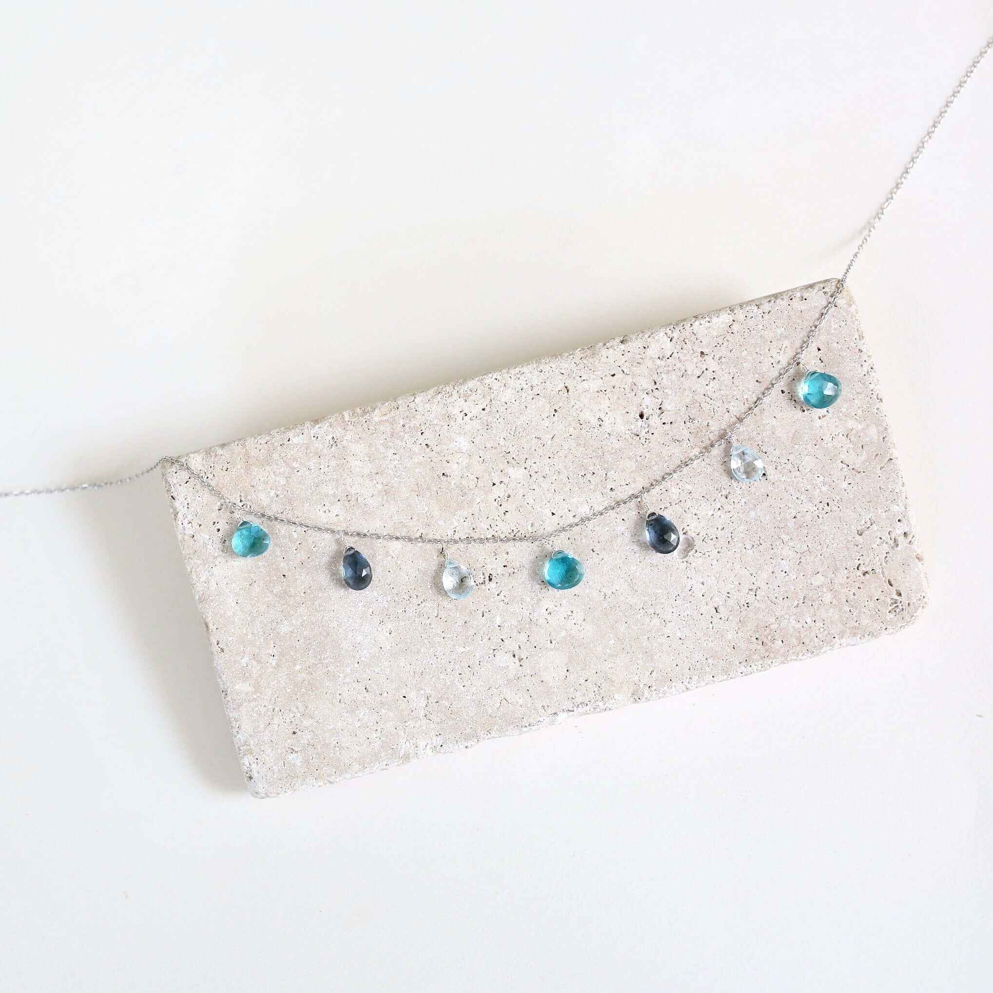 Blue Gemstone Gold Sparkler Necklace
