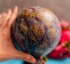 HUGE Rainbow Polished FLUORITE crystal sphere - New Age Realms