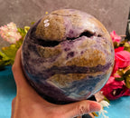HUGE Rainbow Polished FLUORITE crystal sphere - New Age Realms