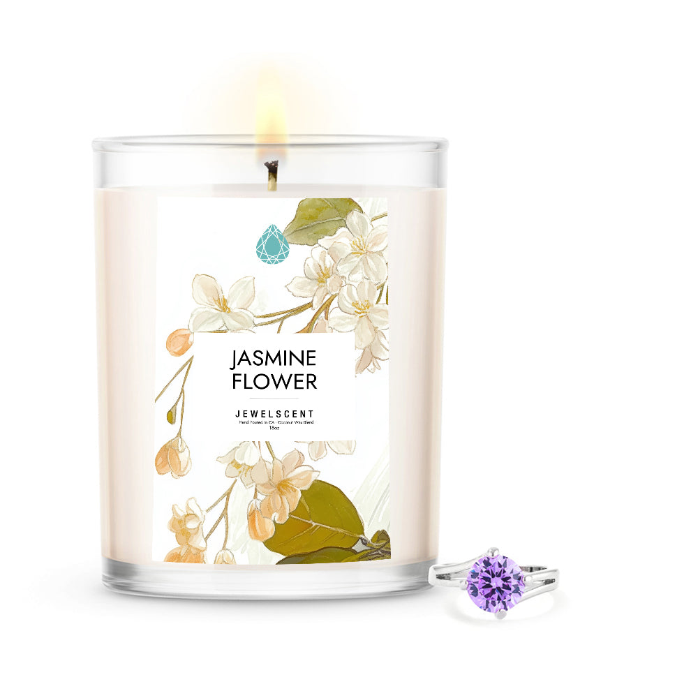 Jasmine Flower 18oz Mystery Jewelry Candle - New Age Realms