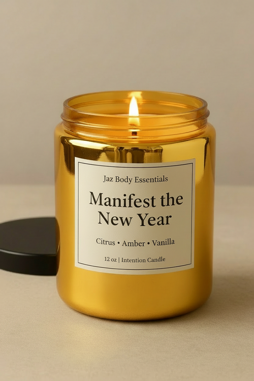 Manifest the New Year — Luxe Intention Candle with Cash Inside - New Age Realms