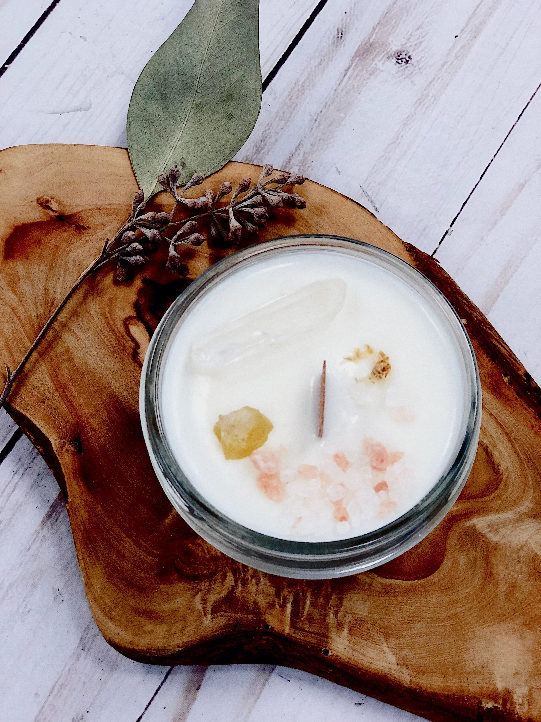 Organic Space Clearing Intention Candle With Crystal Salt - New Age Realms