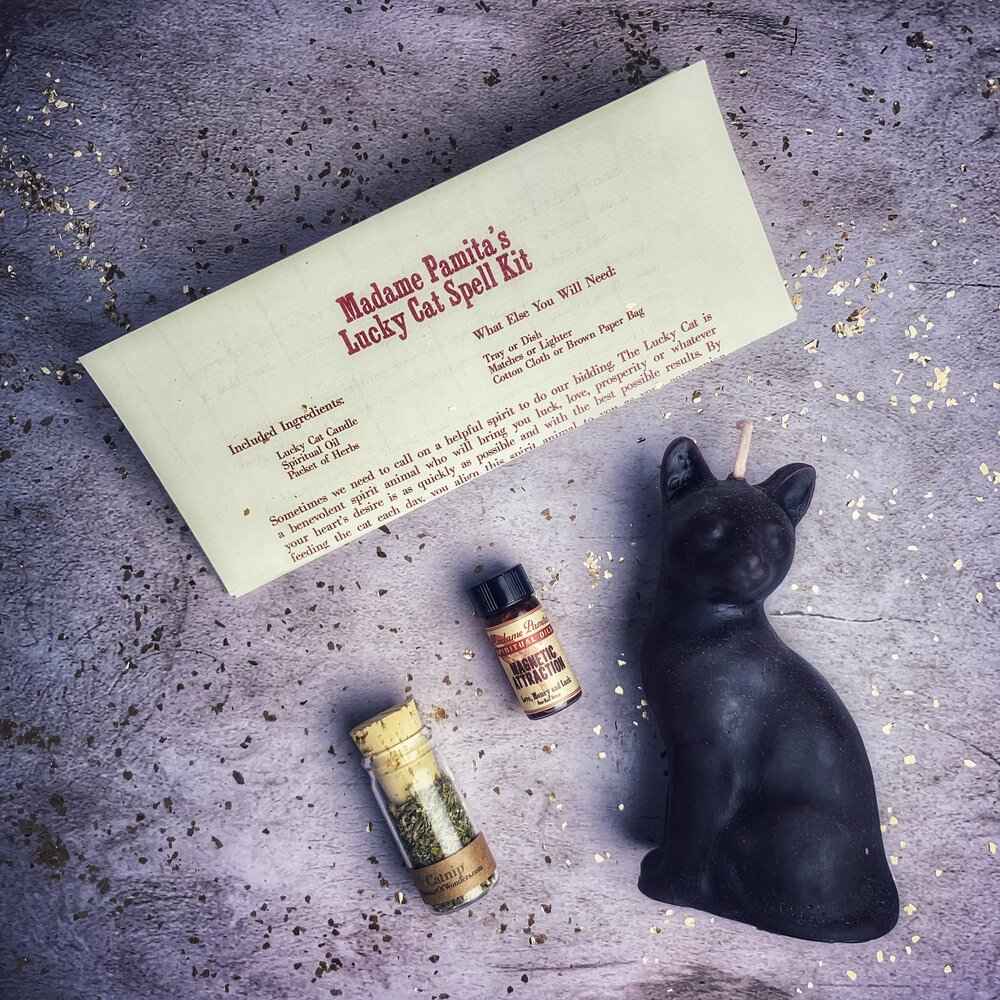 Lucky Cat Candle Spell Kit - Fast Action & Manifestation Magic