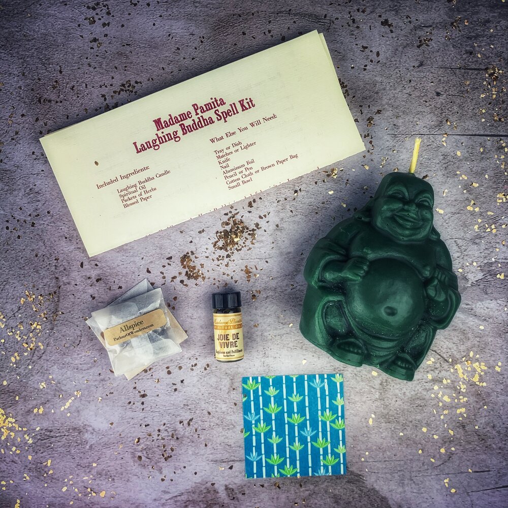 Laughing Buddha Abundance Candle Ritual Kit - Wealth, Luck & Prosperity Magic