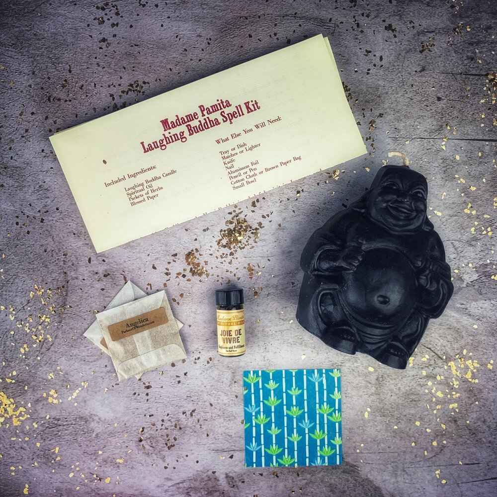 Laughing Buddha Abundance Candle Spell Kit - Wealth, Luck & Prosperity Magic