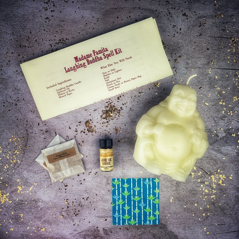Laughing Buddha Abundance Candle Ritual Kit - Wealth, Luck & Prosperity Magic