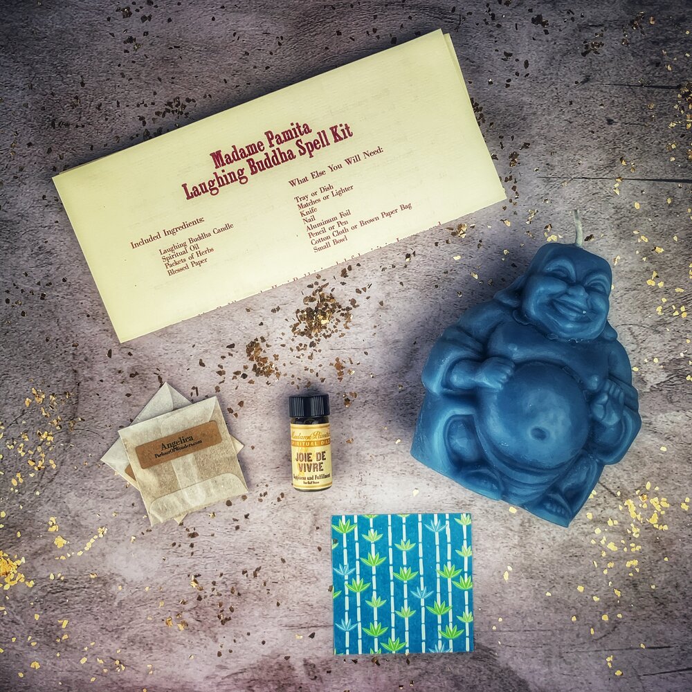 Laughing Buddha Abundance Candle Ritual Kit - Wealth, Luck & Prosperity Magic
