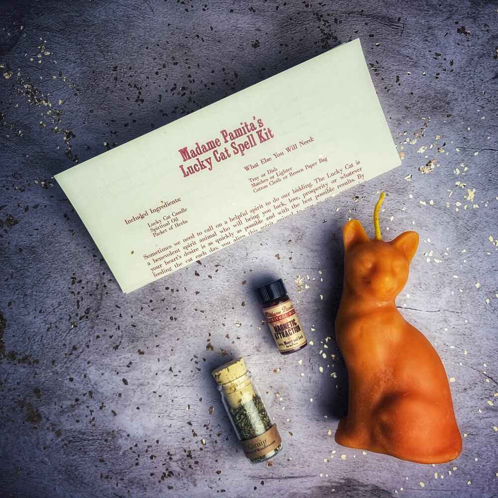 Lucky Cat Candle Spell Kit - Fast Action & Manifestation Magic