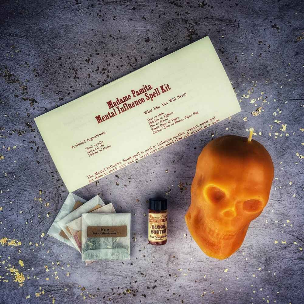 Mental Influence Skull Candle Spell Kit - Mind Control & Mental Clarity