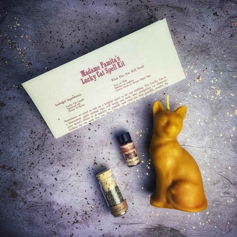 Lucky Cat Candle Spell Kit - Fast Action & Manifestation Magic