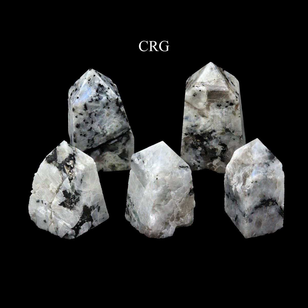 Rainbow Moonstone Top Polished Points (1 Kilogram) Size 1.5 to 2.5 Inches Crystal Gemstone Towers - New Age Realms