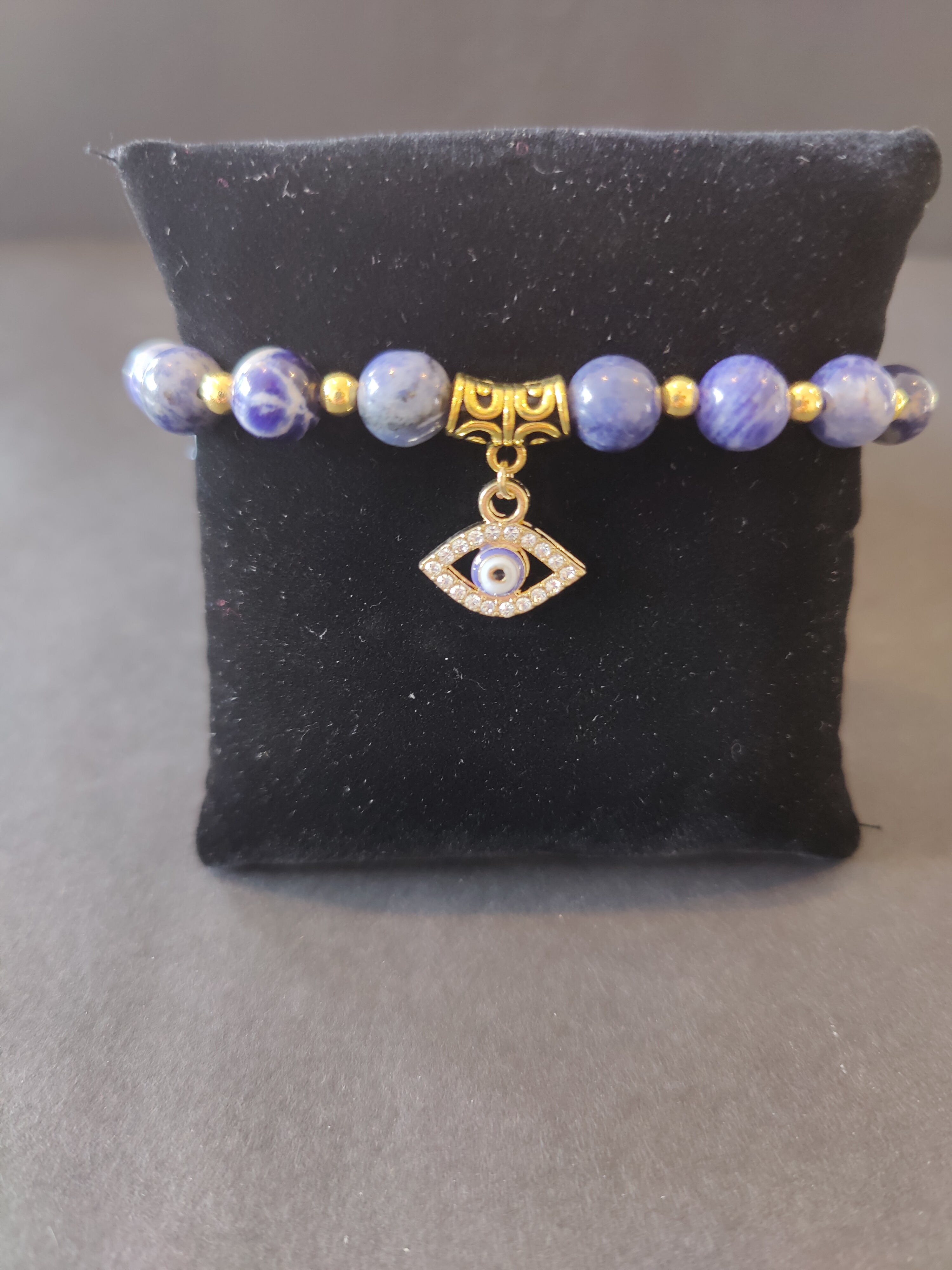 Evil Eye Charm Sodalite Beaded Bracelet - New Age Realms