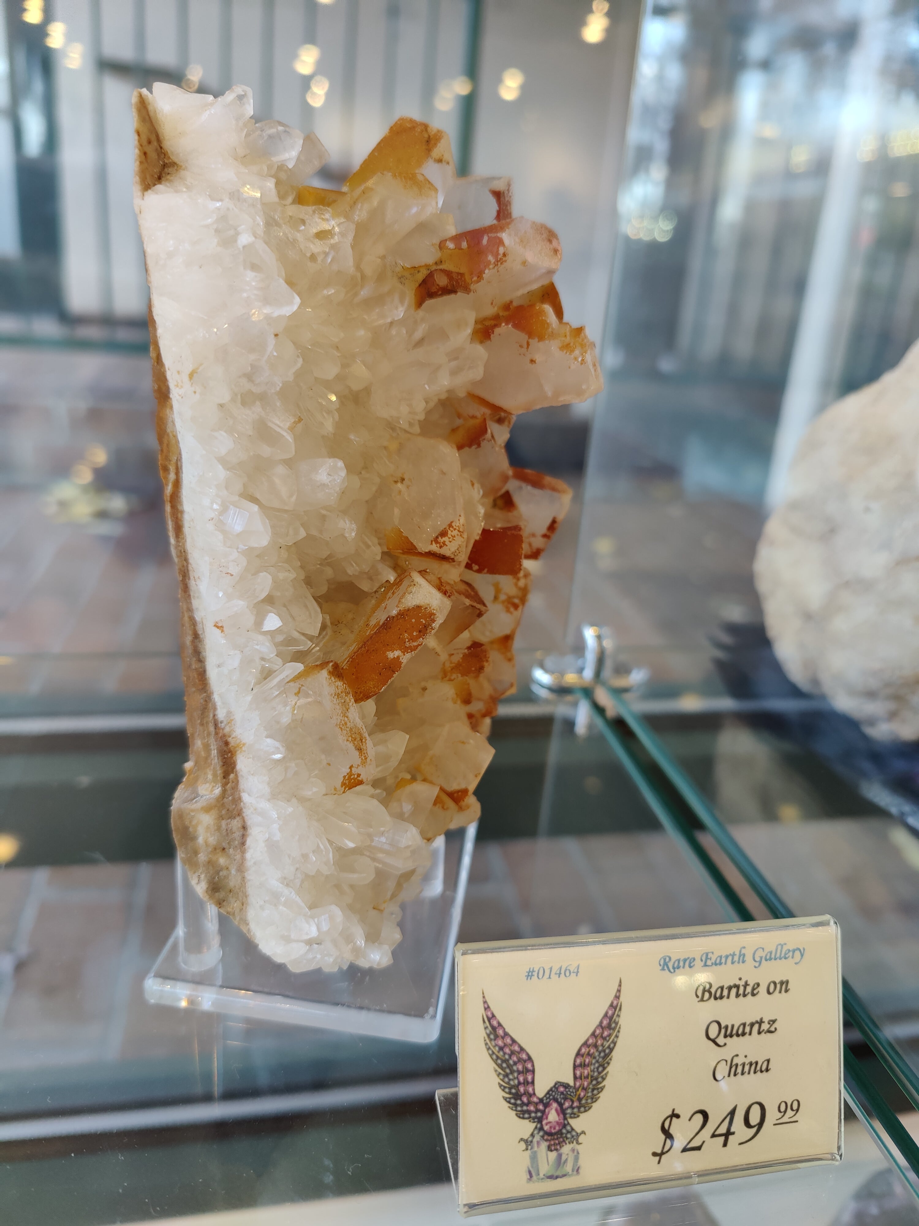 Large Orange Barite on Quartz - New Age Realms