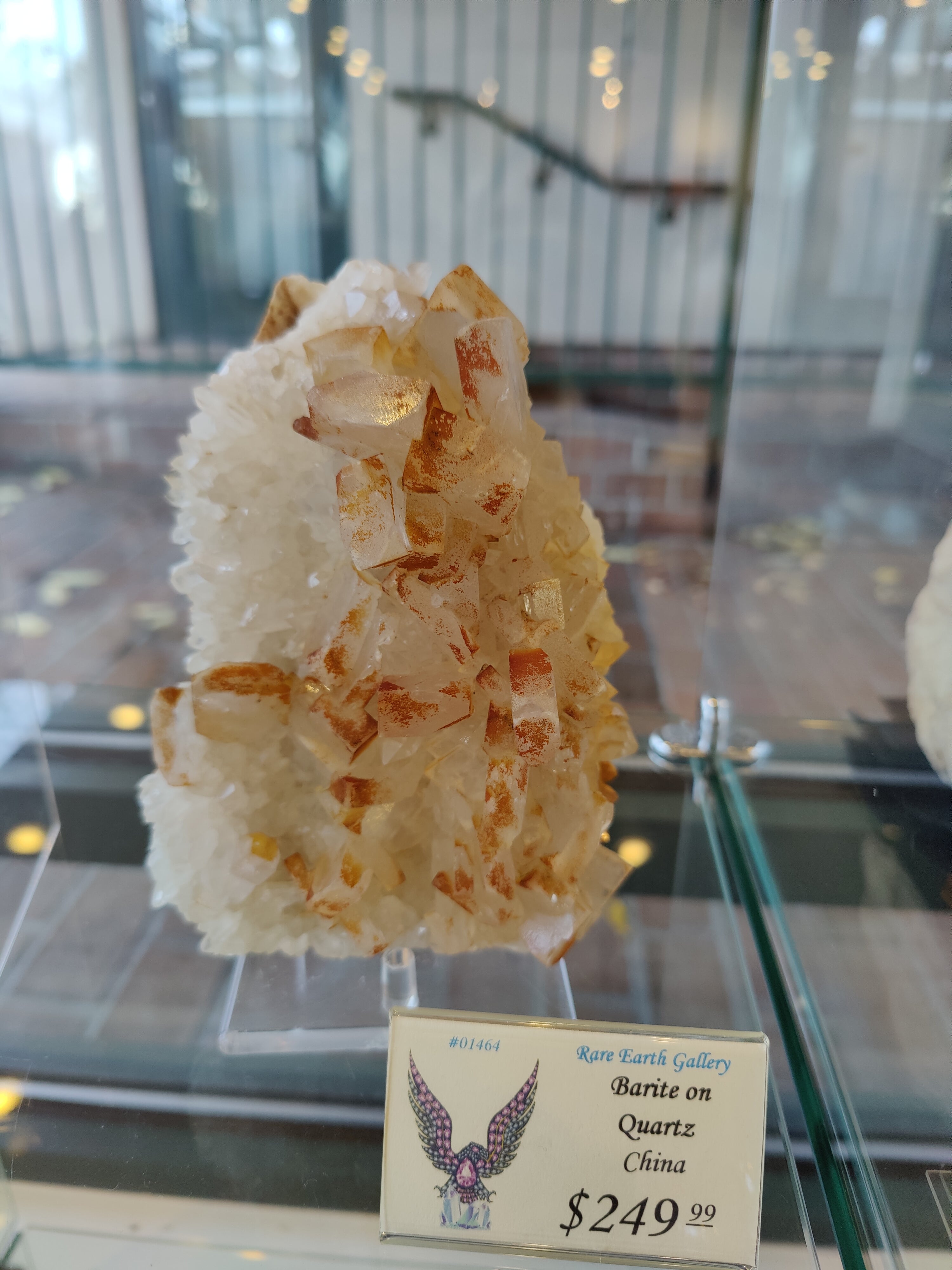 Large Orange Barite on Quartz - New Age Realms