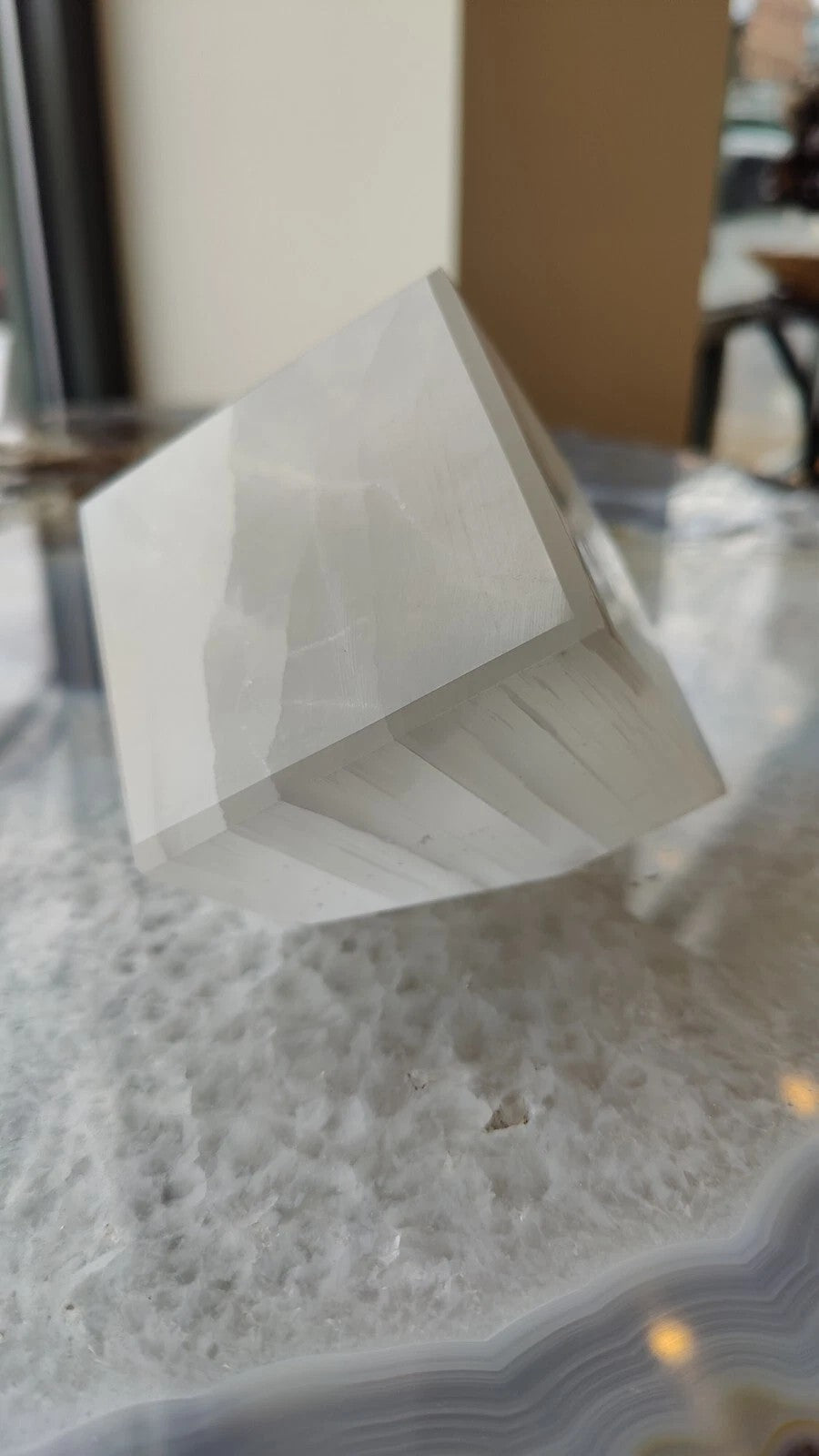 Selenite Standing Cube 7cm - New Age Realms