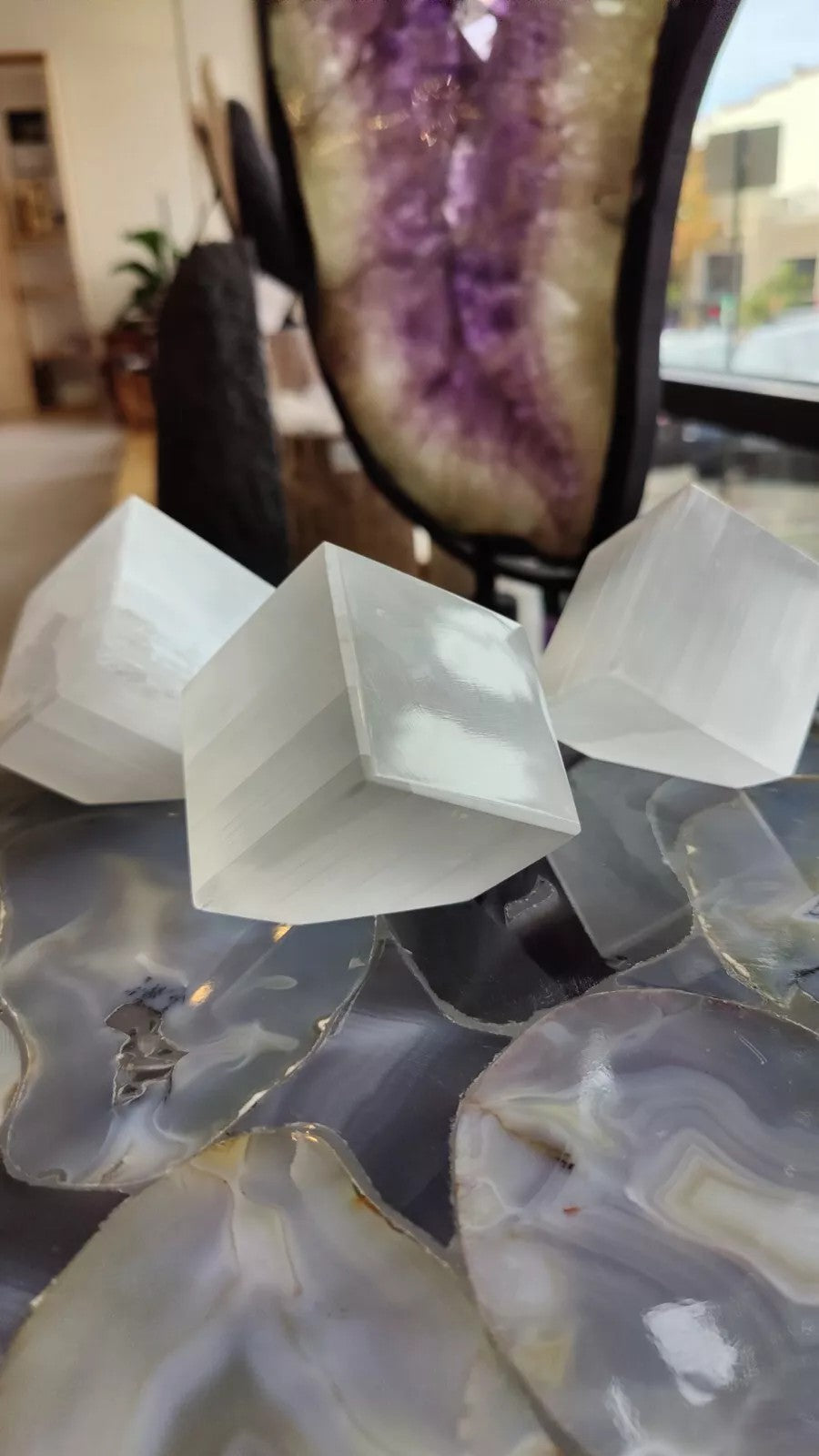 Selenite Standing Cube 5cm - New Age Realms