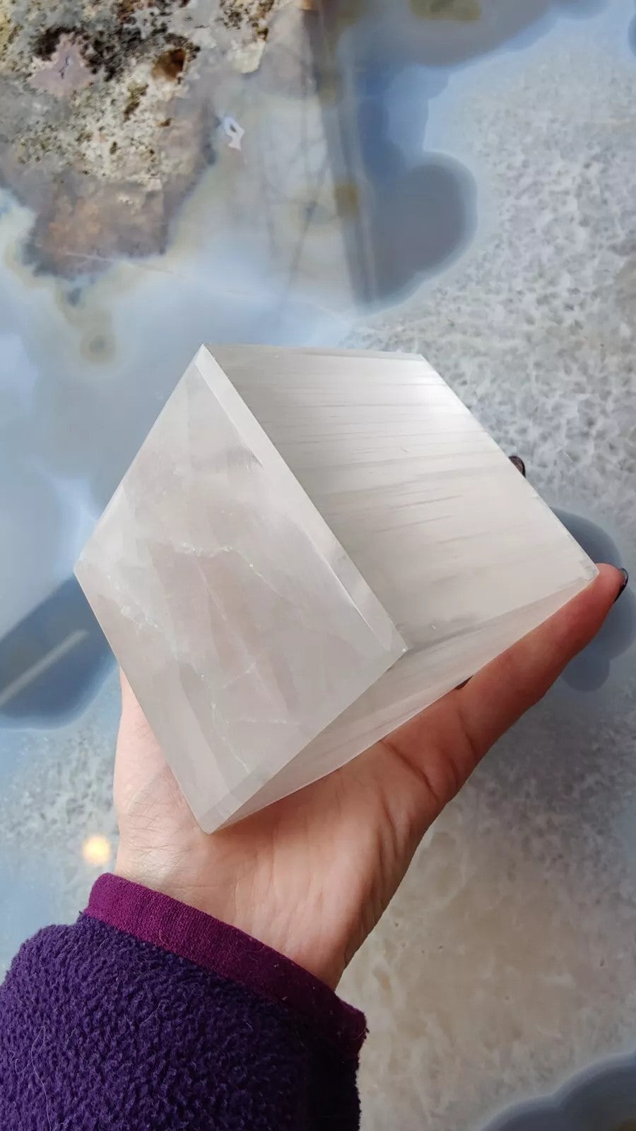 Selenite Standing Cube 7cm - New Age Realms