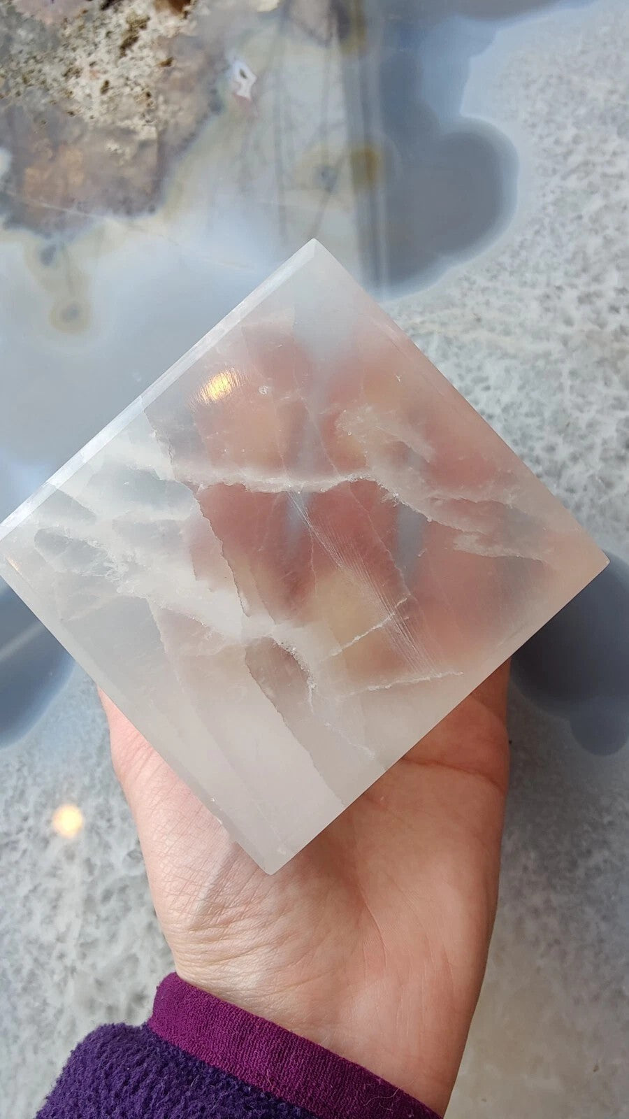 Selenite Standing Cube 7cm - New Age Realms