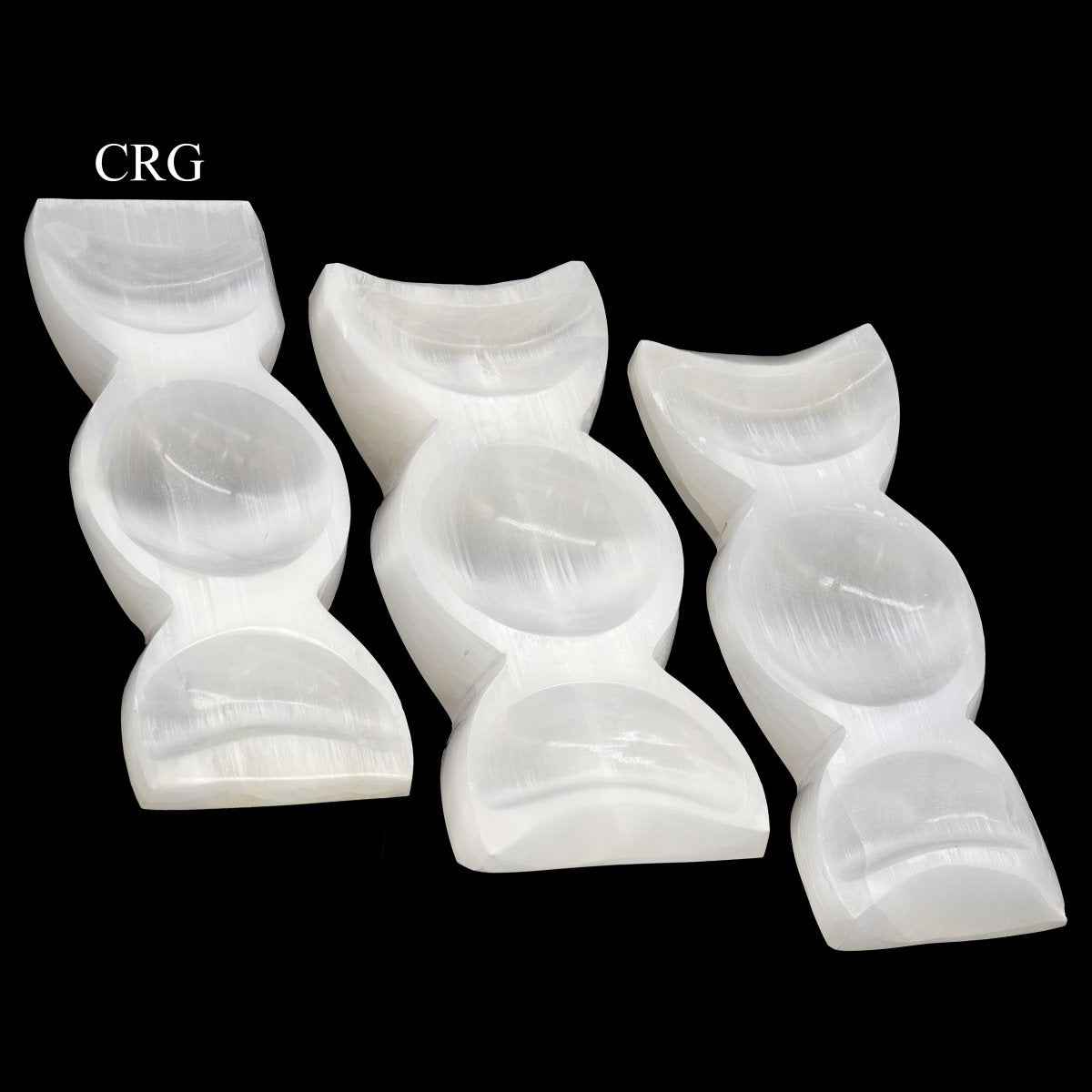Selenite Triple Moon Bowl (1 Piece) Size 8 by 4 Inches Crystal Gemstone Decor