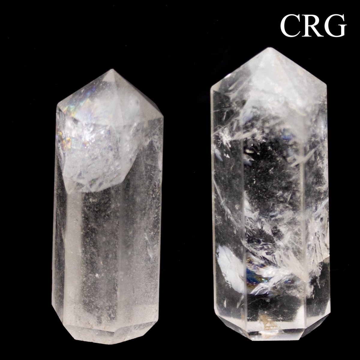 Quartz 6-Sided Mini Towers (50 mm) (Set of 2) Mini Faceted Polished Standing Crystals - New Age Realms