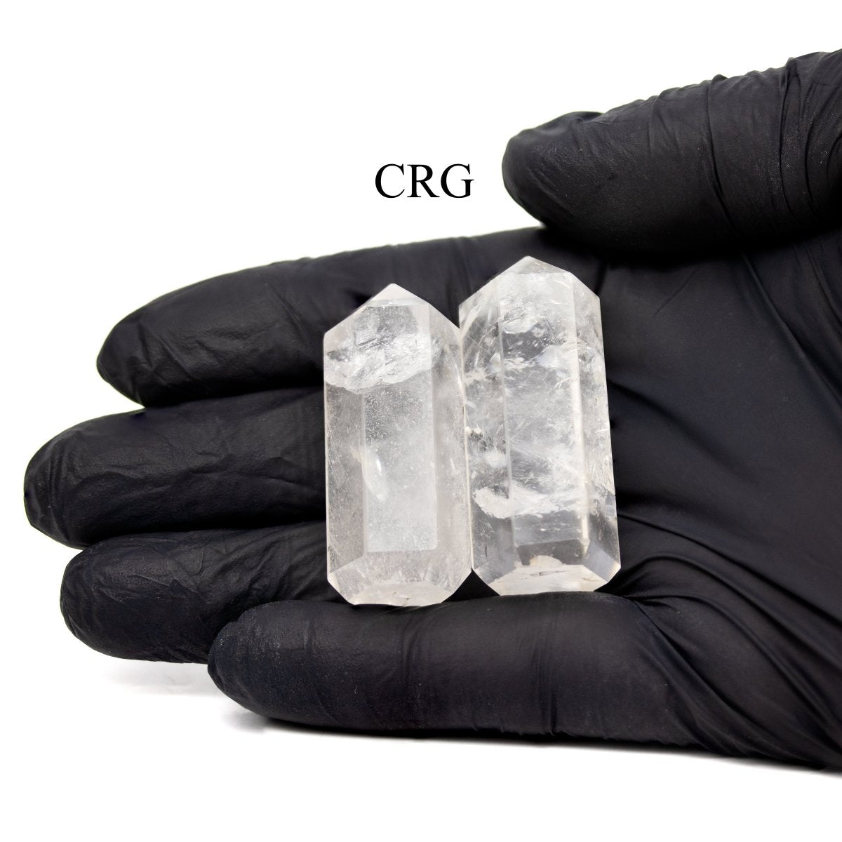 Quartz 6-Sided Mini Towers (50 mm) (Set of 2) Mini Faceted Polished Standing Crystals - New Age Realms