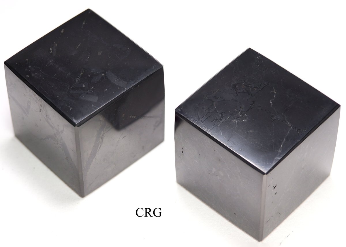 Shungite Cube (1 Piece) Size 4 cm Polished Crystal Gemstone Shape Decor - New Age Realms