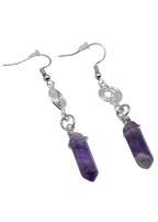 Silver Wrapped Amethyst Point Earrings - New Age Realms