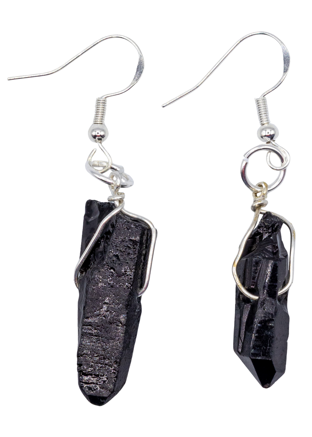 Silver Smoky Quartz Wrapped Earrings - New Age Realms