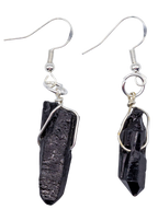 Silver Smoky Quartz Wrapped Earrings - New Age Realms