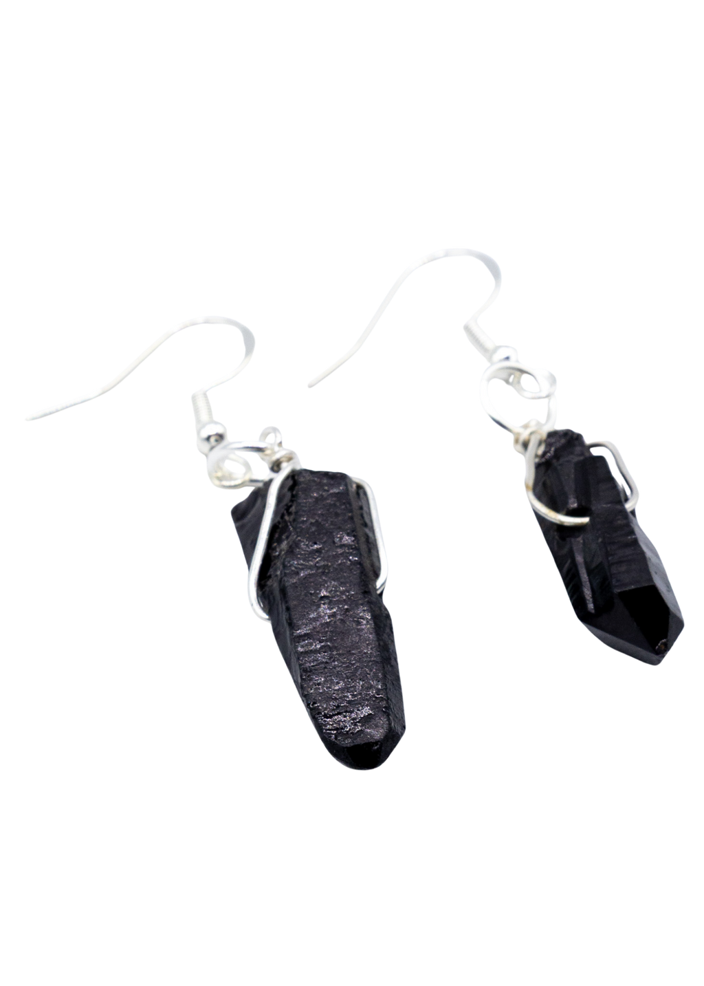 Silver Smoky Quartz Wrapped Earrings - New Age Realms