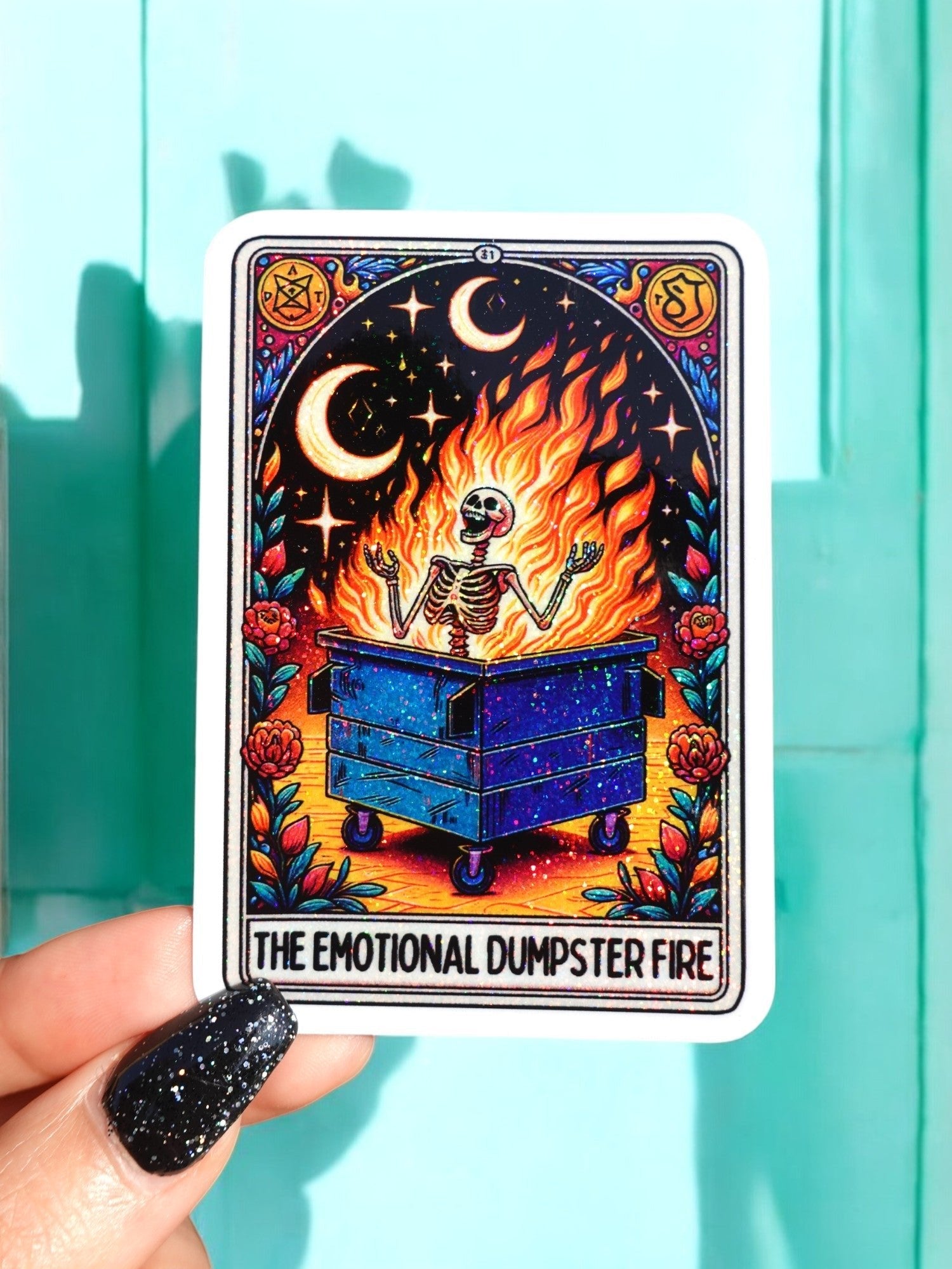 The Emotional Dumpster Fire Tarot Card Sticker - New Age Realms