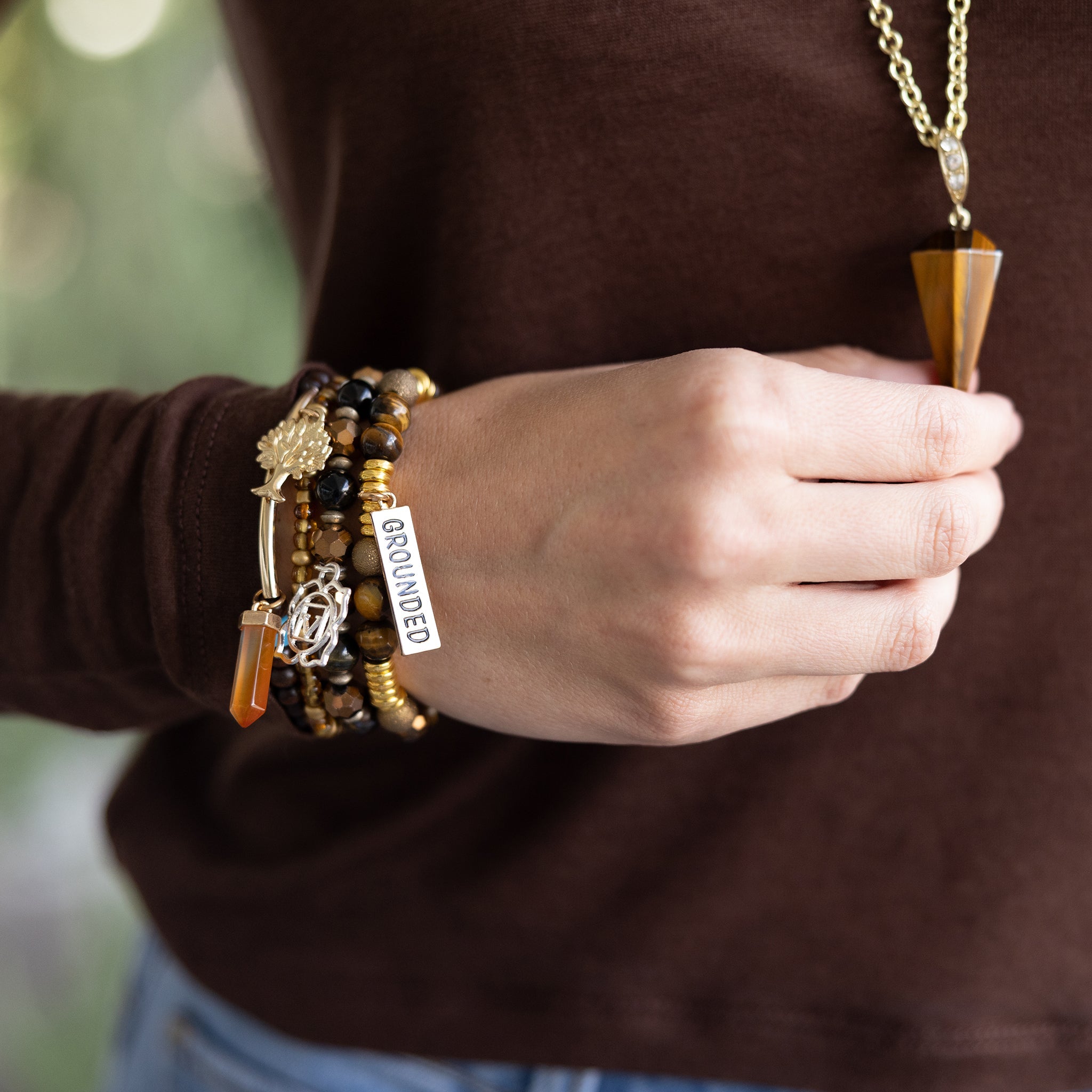 Tiger's Eye Crystal Pendulum Necklace - New Age Realms
