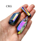 Titanium Aura Quartz Points (1 Pound) Size 1-3 Inches Polished Rainbow Crystal Lot - New Age Realms