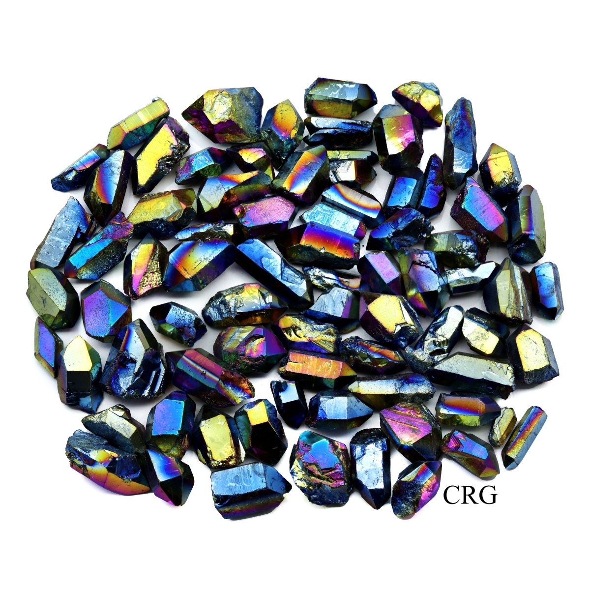 Titanium Aura Quartz Points (1 Pound) Size 1-3 Inches Polished Rainbow Crystal Lot - New Age Realms