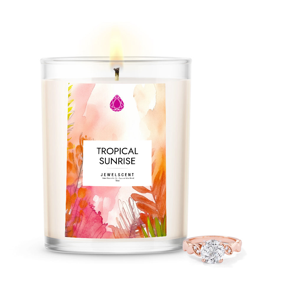 Tropical Sunrise 18oz Mystery Jewelry Candle - New Age Realms