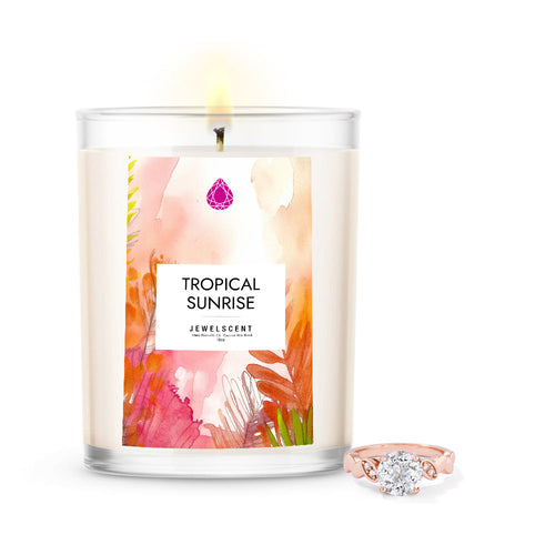 Tropical Sunrise 18oz Mystery Jewelry Candle - New Age Realms
